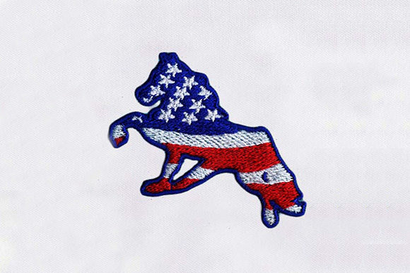 A Bold and Patriotic Horse Embroidery Design for Craft Fair Products