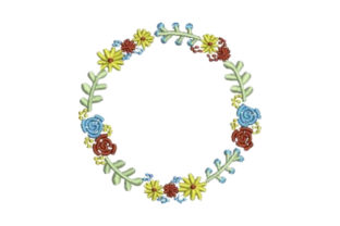 A Close Look at the Cute Flower Wreath Embroidery Design