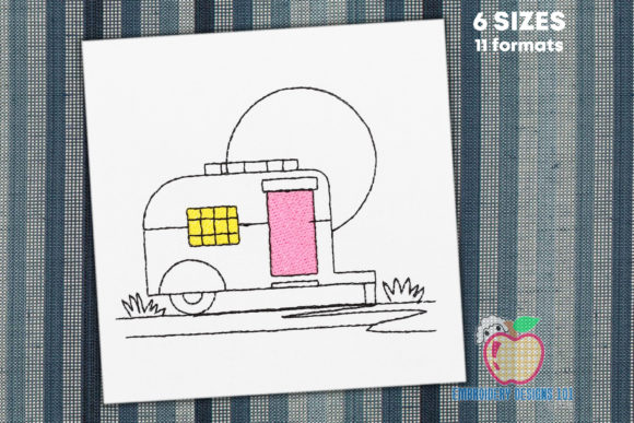 A Designer's Review: Testing the Retro Camper Van Sketch Embroidery Design