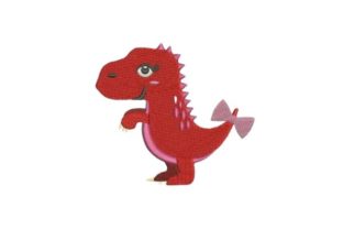 Red Dinosaur Girl: A Fierce & Cool Gift Embroidery Design