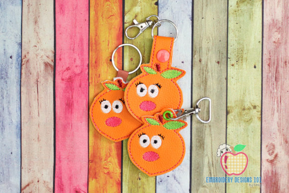 Ripe Peach with Green Leaf ITH Keyfob for Craft Fairs